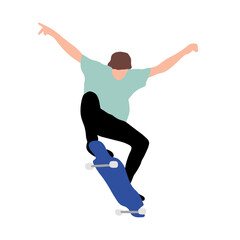 Fototapeta na wymiar Skate figure isolated on light background - Man doing skate - skateboarding