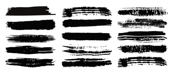 set of black grunge brush vector isolated