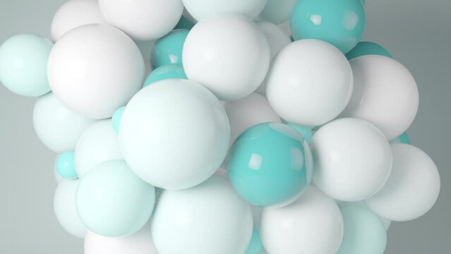 Blue Spheres Exploding 3D Animation. satisfying video.