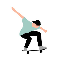 Skate figure isolated on light background - Man doing skate - skateboarding