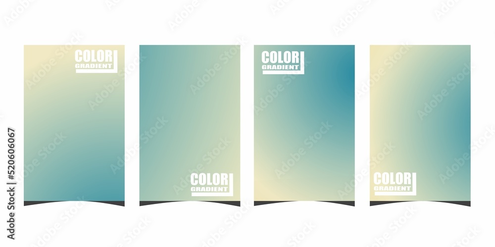 Poster abstract 4 fluid shapes soft gradient colors backgrounds set. modern vector template for flyer, broc