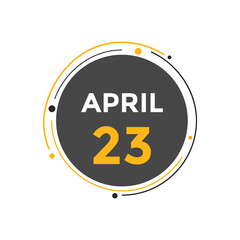 April 23 calendar reminder. 23th April daily calendar icon template. Vector illustration 
