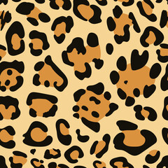 Naklejka na ściany i meble Seamless pattern with leopard pattern, animal fur, Leopard spotted skin texture. Vector illustration.