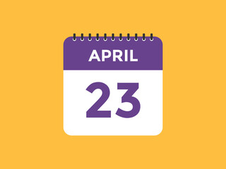 April 23 Calendar icon Design. Calendar Date 23th April. Calendar template 
