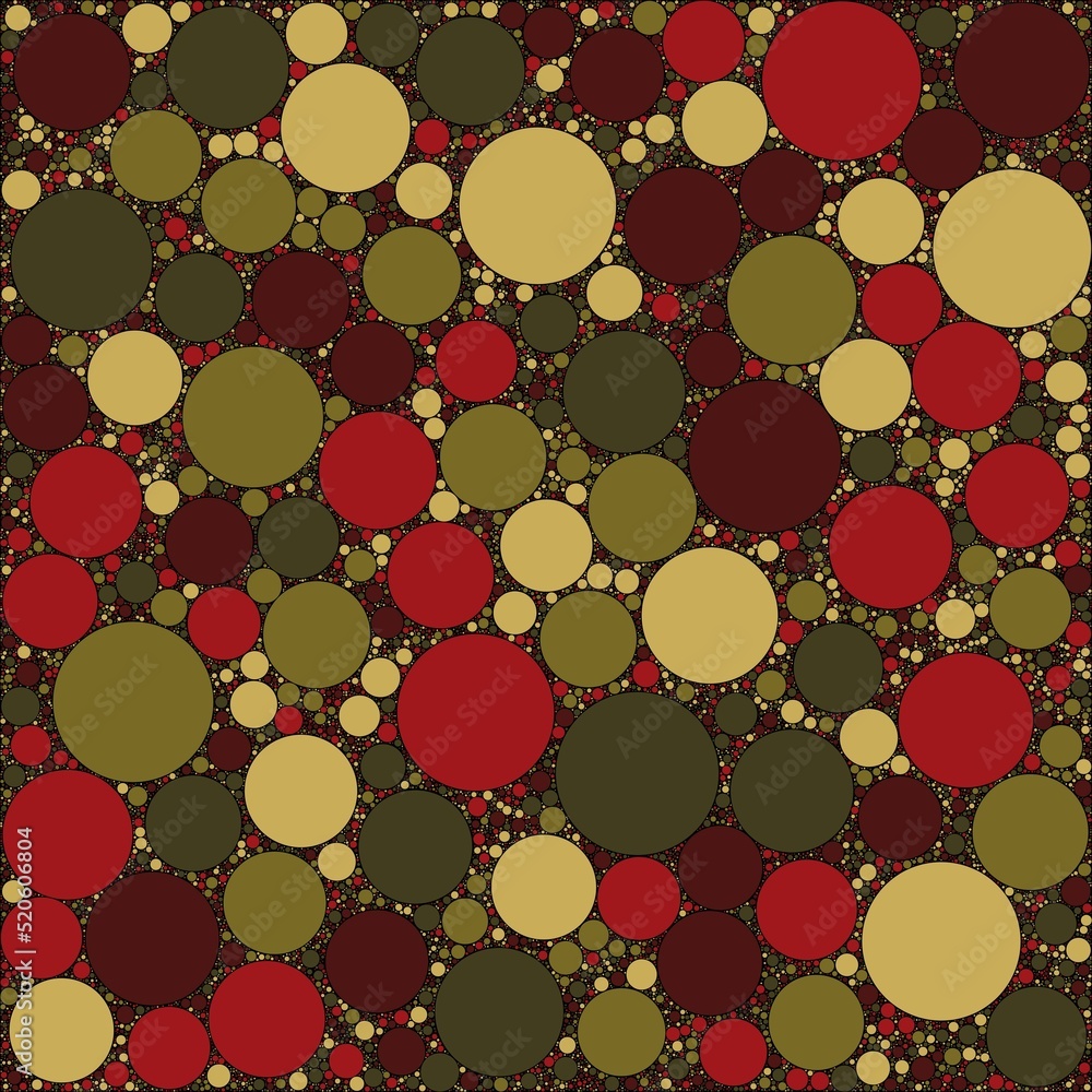 Poster abstract decorative color circles of different sizes and colors are randomly placed in the backgroun