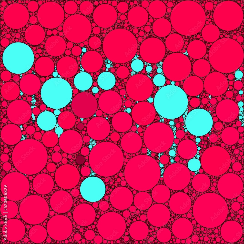 Poster abstract decorative color circles of different sizes and colors are randomly placed in the backgroun