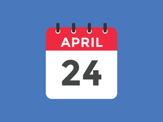April 24 calendar reminder. 24th April daily calendar icon template. Vector illustration 
