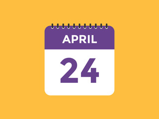 April 24 Calendar icon Design. Calendar Date 24th April. Calendar template 
