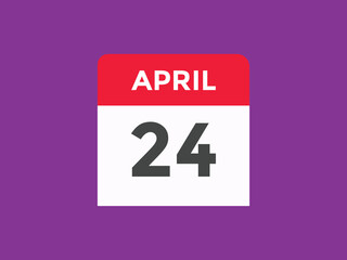 April 24 Calendar icon Design. Calendar Date 24th April. Calendar template 
