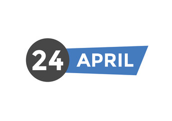 April 24 Calendar icon Design. Calendar Date 24th April. Calendar template 
