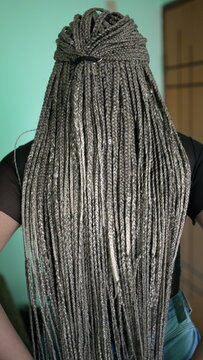 A latina young woman with long hair with box braids hairstyle. An African girl with dreadlocks
