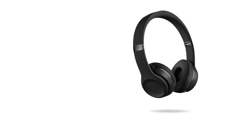 Headphones with copy space on a white background