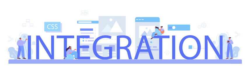 Integration typographic header. Website layout converting and integrating