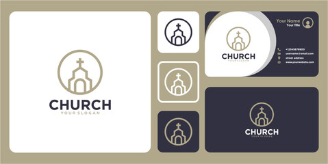church logo design with cross and business card