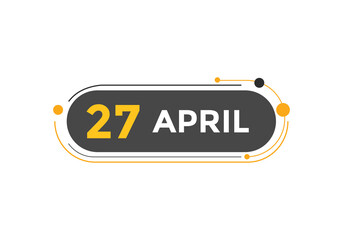 April 27 Calendar icon Design. Calendar Date 27th April. Calendar template 
