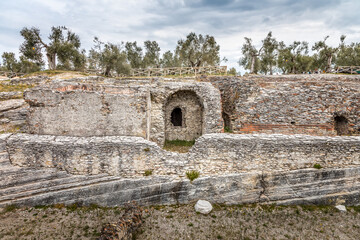 The Grottoes of Catullus, an archeological excavation site of an old roman villa at the tip of Sirmione at Lake Garda, Italy.