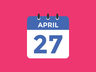April 27 calendar reminder. 27th April daily calendar icon template. Vector illustration 
