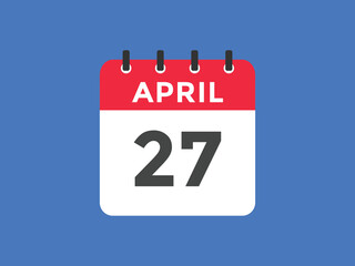 April 27 calendar reminder. 27th April daily calendar icon template. Vector illustration 
