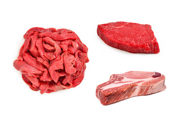 Raw pork isolated on white background.