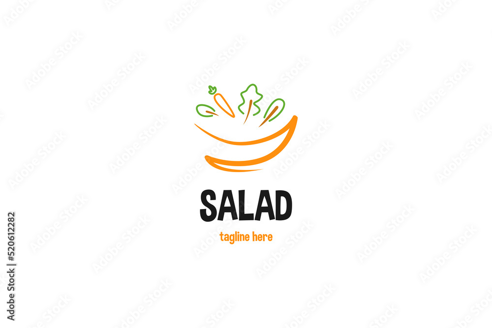 Wall mural flat fresh organic salad logo design vector illustration idea