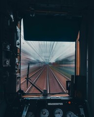 Railway view from inside control Cabin of subway metro