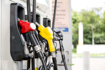 Gasohal,pretrol,diesel  station petrol car in line fuel up. concept business industry and...