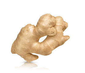 Ginger isolated on white background. One whole ginger root