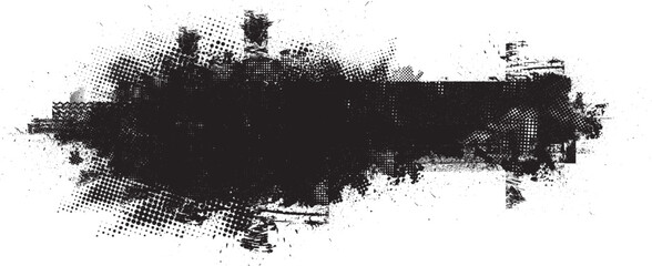 Glitch distorted geometric shape . Noise destroyed logo . Trendy defect error shapes . Glitched frame .Grunge textured . Distressed effect .Vector shapes with a halftone dots screen print texture.
