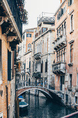 Fototapeta na wymiar Venice Grand Canal. Travel and architecture. Italian houses.
