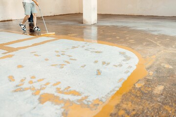 Process of floor preparation with resin support layer for anti-slip system