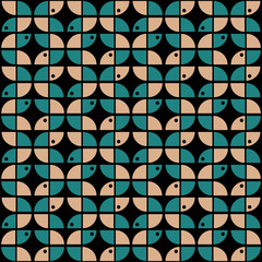 Seamless retro pattern, 1960s and 1970s style, mid-century modern - 520615479