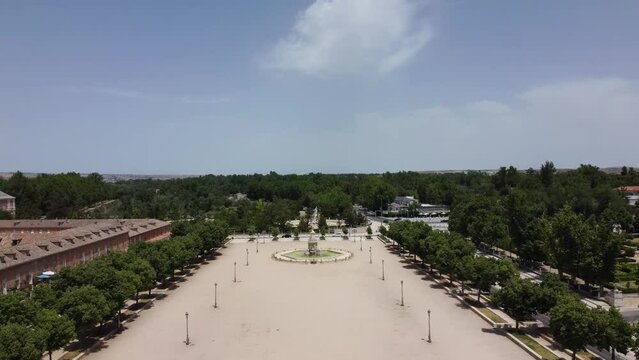 Beautiful drone view of Aranjuez Royal Palace and gardens (Palacio real de Aranjuez)