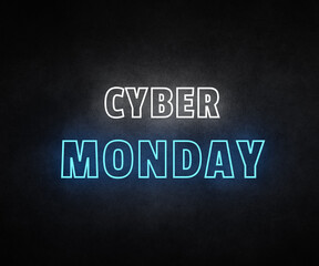 Fototapeta na wymiar 3D Illustration of Cyber Monday - Neon lighting - Typography