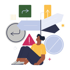 Choice concept. Difficult decision-making, success or failure