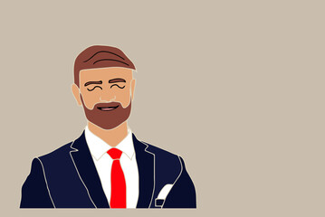 Flat design concept of Businessman with different poses, working and presenting process gestures, actions and poses. Vector cartoon character design set. 