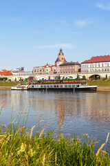 Fototapeta na wymiar Gorzów Wielkopolski town city portrait format at river Warta in Poland