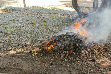 fire burning in the garden