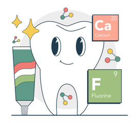 Healthy strong tooth. Calcium and fluor protection. Dental care - obrazy, fototapety, plakaty