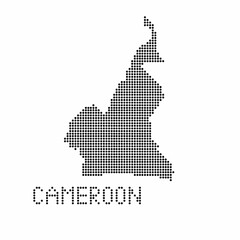 Cameroon map with grunge texture in dot style. Abstract vector illustration of a country map with halftone effect for infographic. 