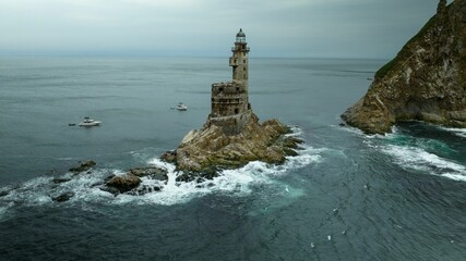 Beautiful shot of  an ancient Aniva lighthouse