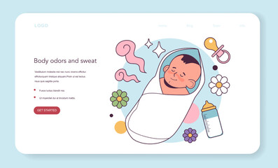 New born baby sleeping in a blanket. Cute baby, cheerful character wrapped