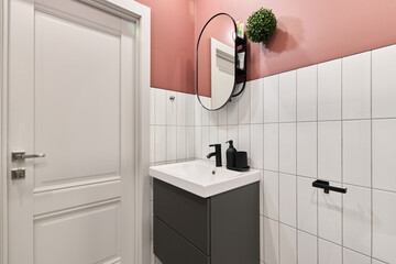 Photo of shower room in pink shades