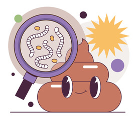 Helminths. Intestin parasitic disease, worms living in human bowel