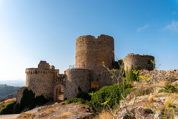 Fototapeta na wymiar Old castle towers in Moya Castle, Cuenca (Spain)