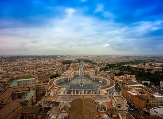 Aerial shot of The Papal Basilica of Saint Peter in the Vatican