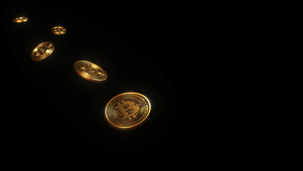 3D render crypto currency and bitcoin concept idea