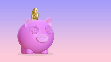 3D render crypto currency and bitcoin concept idea with clipping path