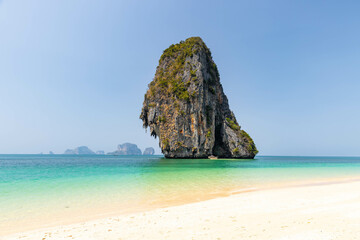 Naklejka premium Beautiful beach at Railay Beach, a destination of tourist in Krabi province, southern of Thailand