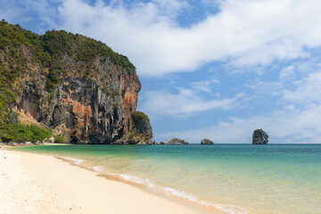 Beautiful beach at Railay Beach, a destination of tourist in Krabi province, southern of Thailand
