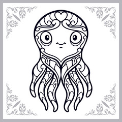 Naklejka premium Kraken octopus zentangle arts isolated on white background.